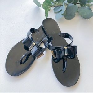 Micheal Kors Black Bow Flip Flops